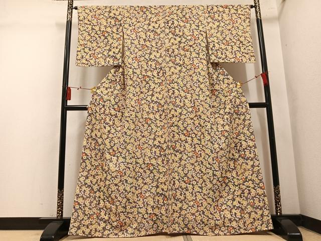 平和屋着物●上質な小紋 草花文 西武百貨店扱い 正絹 逸品 AABM1262ph
