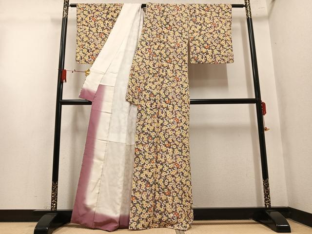 平和屋着物●上質な小紋 草花文 西武百貨店扱い 正絹 逸品 AABM1262ph