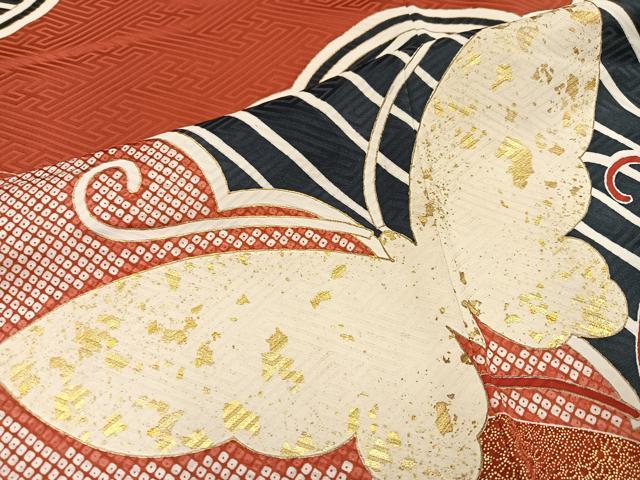 平和屋着物●豪華振袖 駒刺繍 雲重ね舞蝶文 金彩 正絹 逸品 AABM1267ph