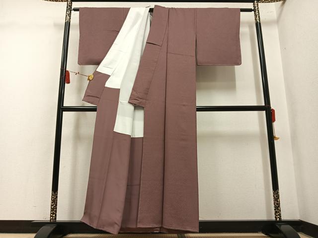 平和屋着物●上質な色無地 梅染色 正絹 逸品 未使用 AABM1268ph