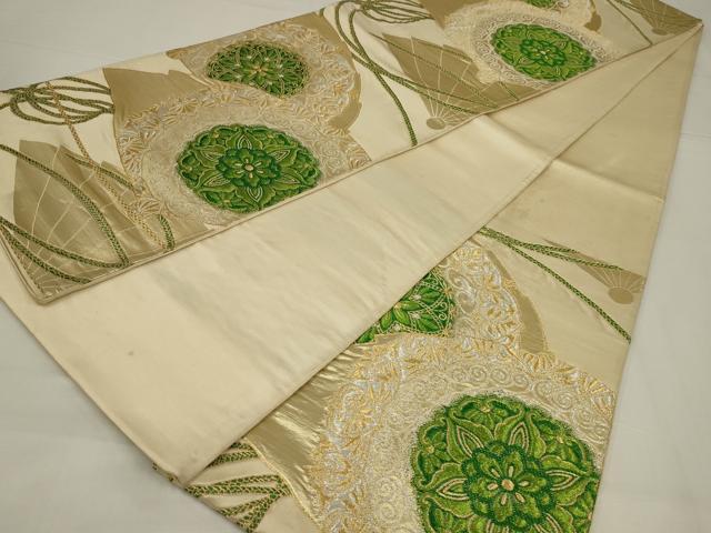 平和屋着物◎六通柄袋帯 唐織 花丸文 金銀糸 正絹 逸品 AABM1415ou
