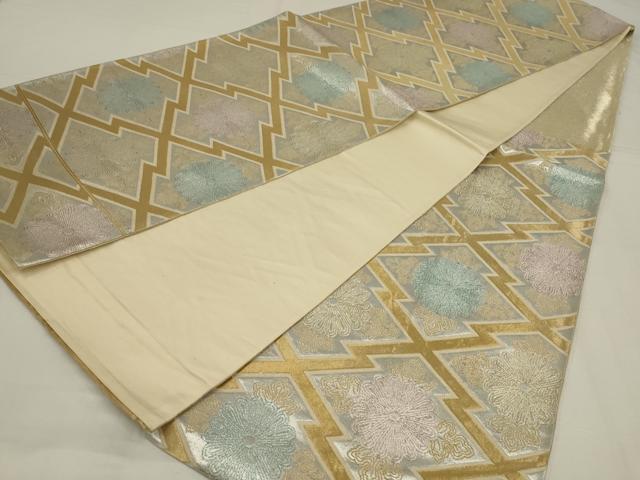 平和屋着物◎六通柄袋帯 松皮菱文 金銀糸 正絹 逸品 AABM1420ou
