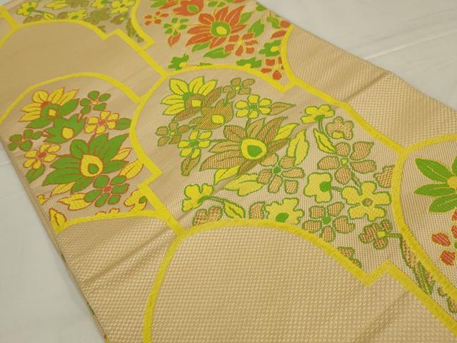 平和屋着物◎本場筑前博多織 八寸名古屋帯 更紗花文 正絹 逸品 AABM1423ou