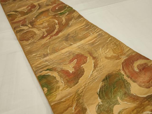 平和屋着物◎六通柄袋帯 唐草文 金糸 正絹 逸品 AABM1440ou