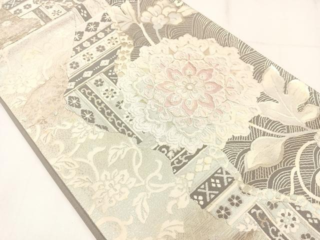 平和屋着物◎西陣 六通柄袋帯 唐織 正倉院花文 金銀糸 正絹 逸品 AABM1444bw