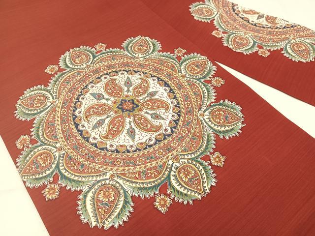 平和屋着物◎塩瀬 九寸名古屋帯 手描き 更紗花文 金彩 正絹 逸品 AABM1451bw