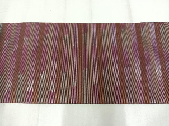 平和屋着物◎九寸名古屋帯 霞横段文 銀糸 正絹 逸品 AABM1452bw