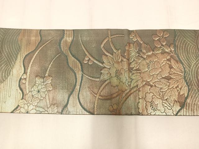 平和屋着物◎つけ帯 芝花文 金糸 AABM1456bw
