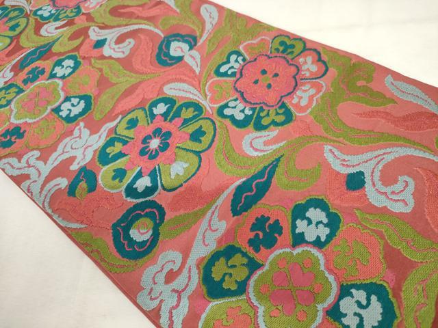 平和屋着物◎六通柄 本袋帯 唐織 花唐草文 正絹 逸品 AABM1487od