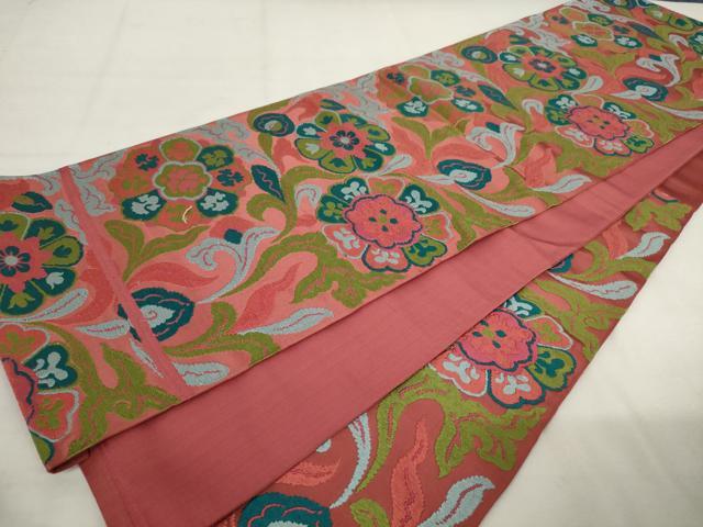 平和屋着物◎六通柄 本袋帯 唐織 花唐草文 正絹 逸品 AABM1487od