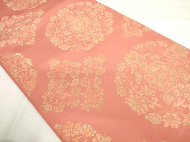 平和屋着物◎六通柄袋帯 正倉院花文 金糸 正絹 逸品 AABM1492od