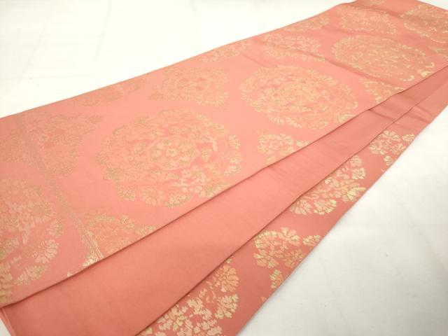 平和屋着物◎六通柄袋帯 正倉院花文 金糸 正絹 逸品 AABM1492od