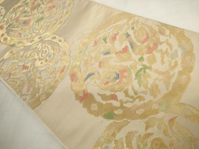 平和屋着物◎六通柄袋帯 双鳥花丸文 金糸 正絹 逸品 AABM1498od