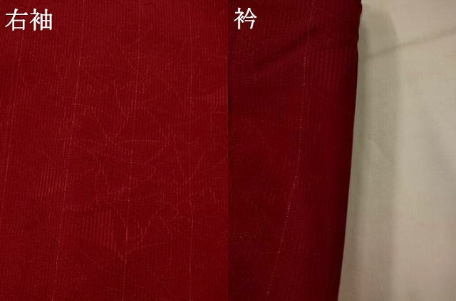 平和屋着物*夏物 色無地 縦絽 銀杏地紋 葡萄茶色 正絹 逸品 AABM1565st