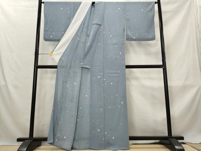 平和屋着物*夏物 小紋 絽縮緬 あられ文 洗える着物 AABM1569st