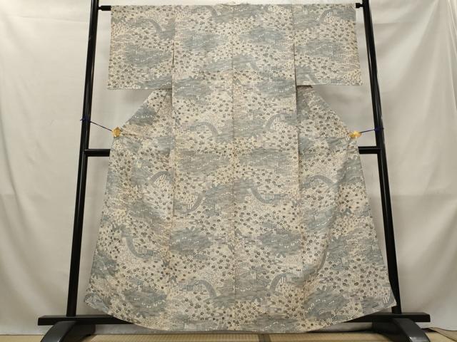 平和屋着物*夏物 小紋 絽 松竹梅風景文 正絹 逸品 AABM1579st