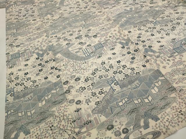 平和屋着物*夏物 小紋 絽 松竹梅風景文 正絹 逸品 AABM1579st