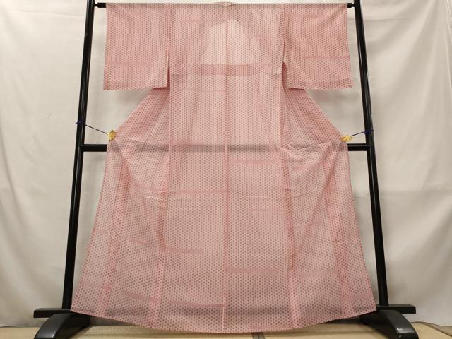 平和屋着物*夏物 小紋 絽 麻の葉文様 正絹 逸品 AABM1584st