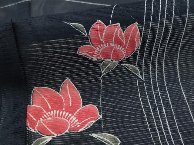 平和屋着物*夏物 小紋 絽 舞花文 洗える着物 AABM1587st