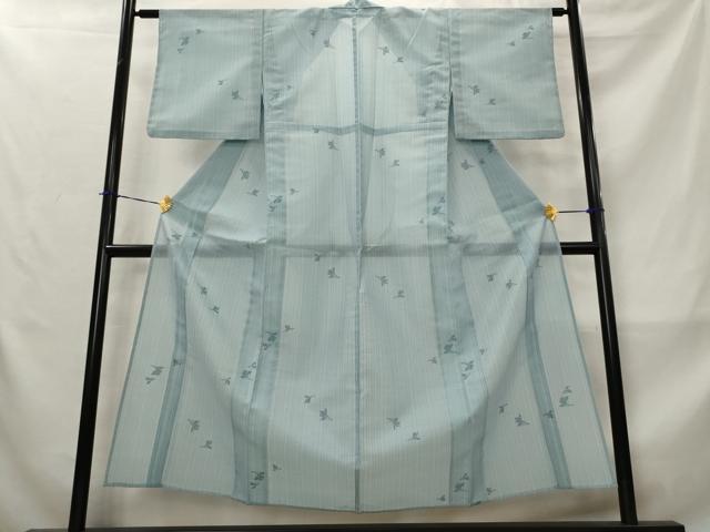 平和屋着物*夏物 小紋 紗 流水草葉文 洗える着物 AABM1590st