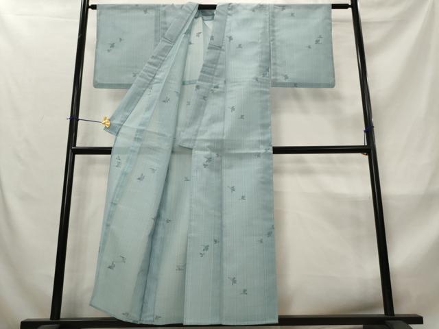 平和屋着物*夏物 小紋 紗 流水草葉文 洗える着物 AABM1590st