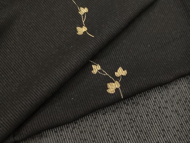 平和屋着物*夏物 訪問着 縦絽 蔦の葉文 黒地 金彩 正絹 逸品 AABM1595st