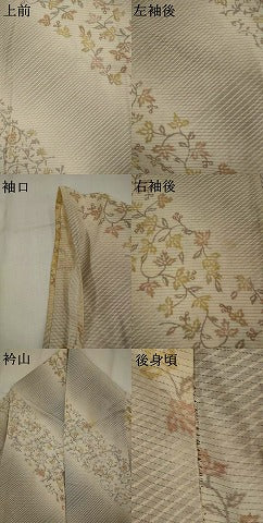 平和屋着物*夏物 小紋 絽 斜縞更紗花文 やまと誂製 正絹 逸品 AABM1598st