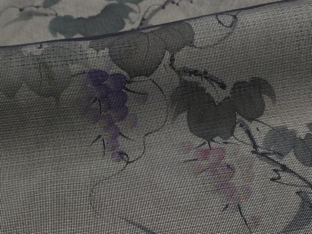 平和屋着物▽訪問着 無双 紗袷 紗×絽 葡萄蔦の葉文 金彩 正絹 逸品 AABM1764st