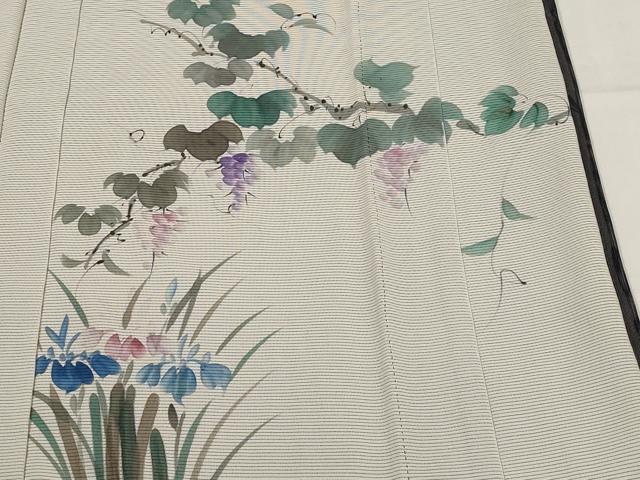 平和屋着物▽訪問着 無双 紗袷 紗×絽 葡萄蔦の葉文 金彩 正絹 逸品 AABM1764st