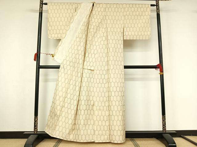 平和屋着物▽本場大島紬 単衣 亀甲文 正絹 逸品 AABM1804jh