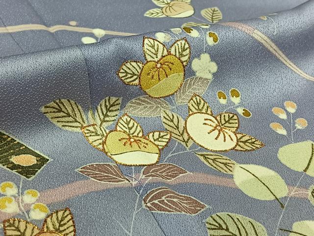 平和屋着物▽創業460年・千總 訪問着 単衣 駒刺繍 草花文 金彩 正絹 逸品 AABM1806jh
