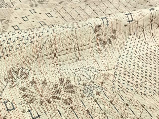 平和屋着物▽上質な紬 単衣 切嵌花文 正絹 逸品 AABM1810jh