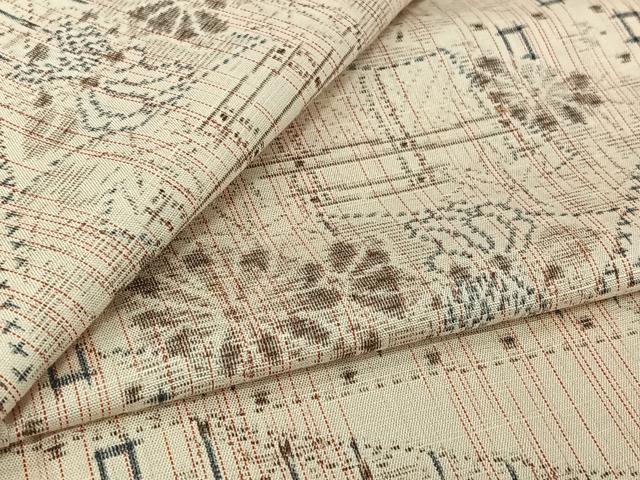平和屋着物▽上質な紬 単衣 切嵌花文 正絹 逸品 AABM1810jh