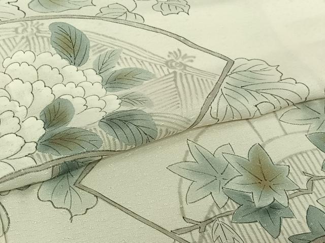 平和屋着物▽訪問着 単衣 地紙花唐草文 正絹 逸品 AABM1813jh