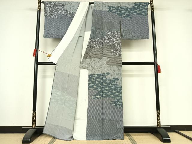 平和屋着物▽訪問着 単衣 作家物 草花文 正絹 逸品 AABM1820jh
