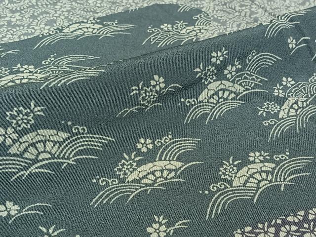 平和屋着物▽訪問着 単衣 作家物 草花文 正絹 逸品 AABM1820jh