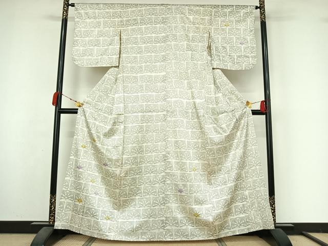 平和屋着物▽訪問着 単衣 横段花文 暈し染め 正絹 逸品 AABM1829jh