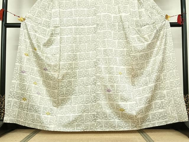 平和屋着物▽訪問着 単衣 横段花文 暈し染め 正絹 逸品 AABM1829jh