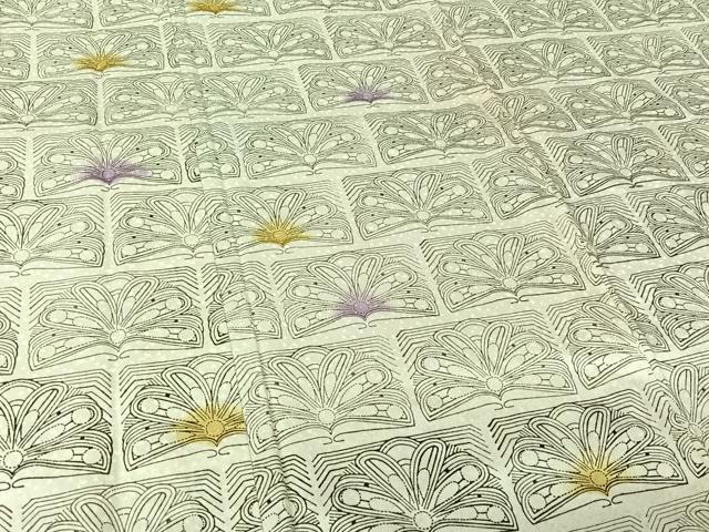 平和屋着物▽訪問着 単衣 横段花文 暈し染め 正絹 逸品 AABM1829jh