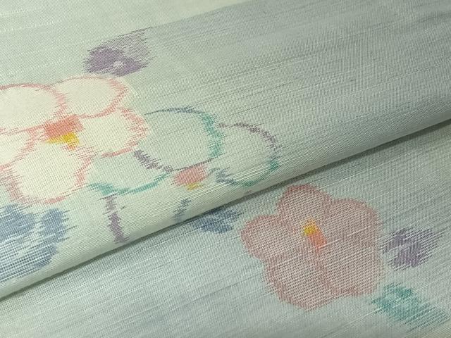 平和屋着物▽小千谷紬 単衣 草花文 正絹 逸品 AABM1830jh