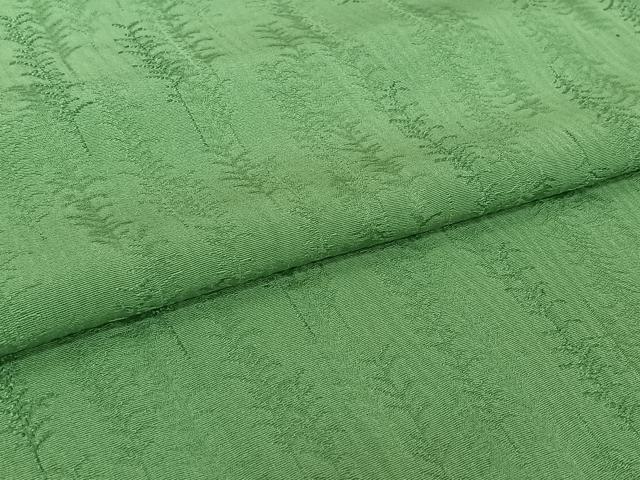 平和屋着物▽上質な色無地 単衣 樹林地紋 若緑色 正絹 逸品 AABM1833jh