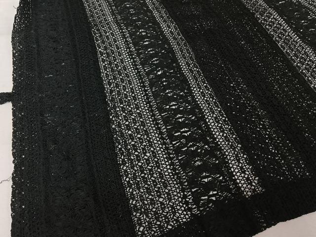 平和屋着物▽道中着 スリーシーズン 春夏秋 塵除け 花間道 黒地 正絹 逸品 AABM1844jh