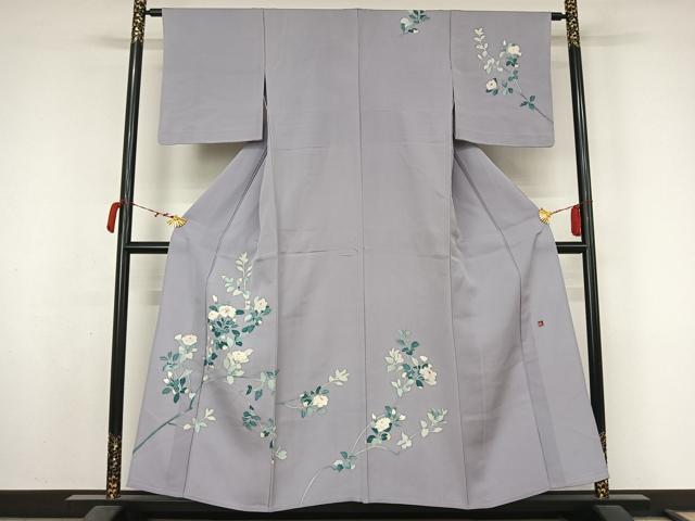平和屋着物▽訪問着 単衣 作家物 枝花文 正絹 逸品 AABM1858jh
