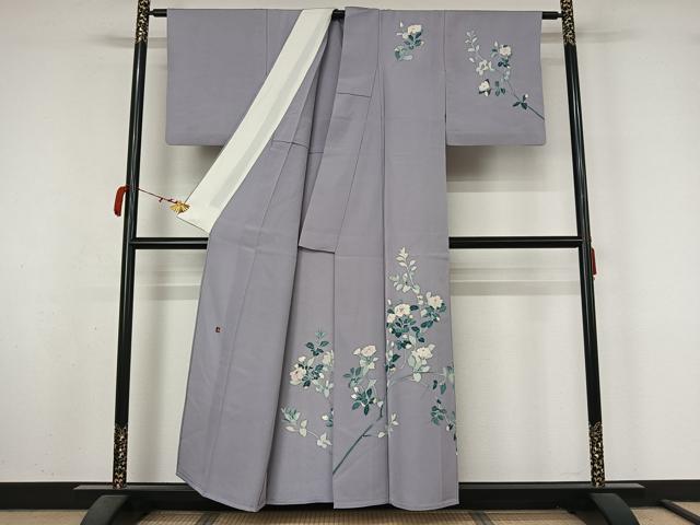平和屋着物▽訪問着 単衣 作家物 枝花文 正絹 逸品 AABM1858jh