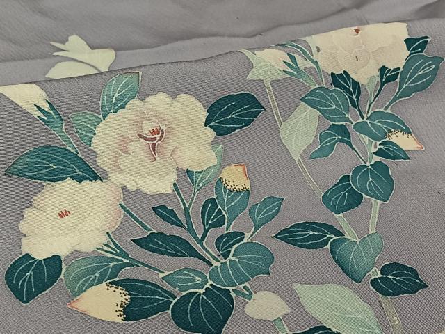 平和屋着物▽訪問着 単衣 作家物 枝花文 正絹 逸品 AABM1858jh