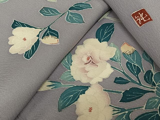 平和屋着物▽訪問着 単衣 作家物 枝花文 正絹 逸品 AABM1858jh