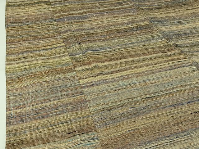 平和屋着物▽郡上紬 草木染 単衣 横段文 正絹 逸品 AABM1886jh