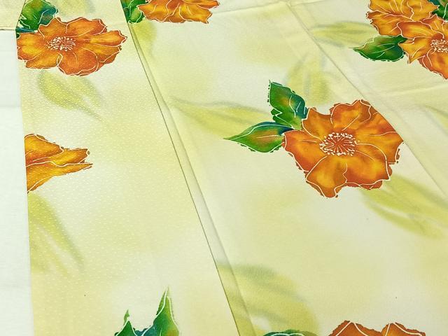 平和屋着物▽上質な小紋 単衣 草花文 暈し染め 正絹 逸品 AABM1901jh