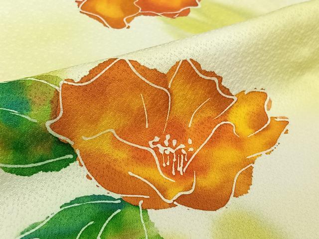 平和屋着物▽上質な小紋 単衣 草花文 暈し染め 正絹 逸品 AABM1901jh