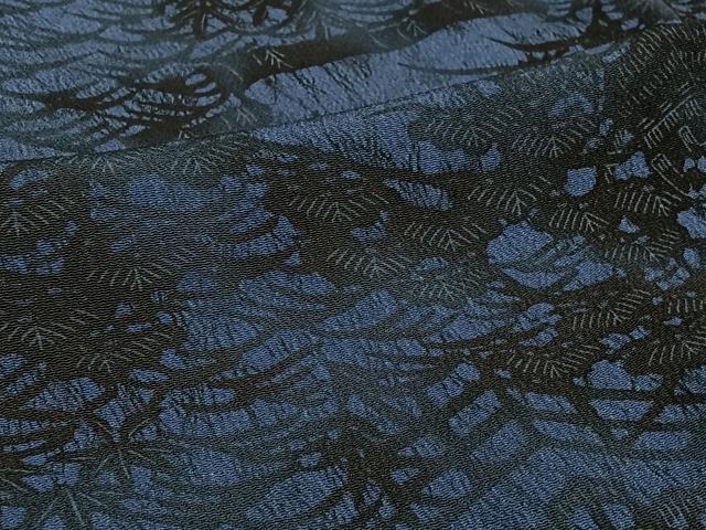 平和屋着物▽上質な小紋 単衣 藍 型染め 風景文 正絹 逸品 AABM1903jh